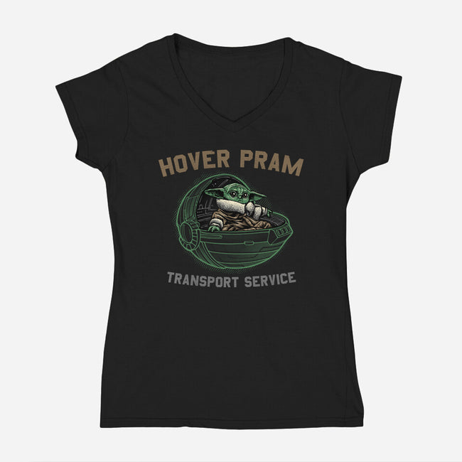 Hover Pram Transport Service-Womens-V-Neck-Tee-glitchygorilla
