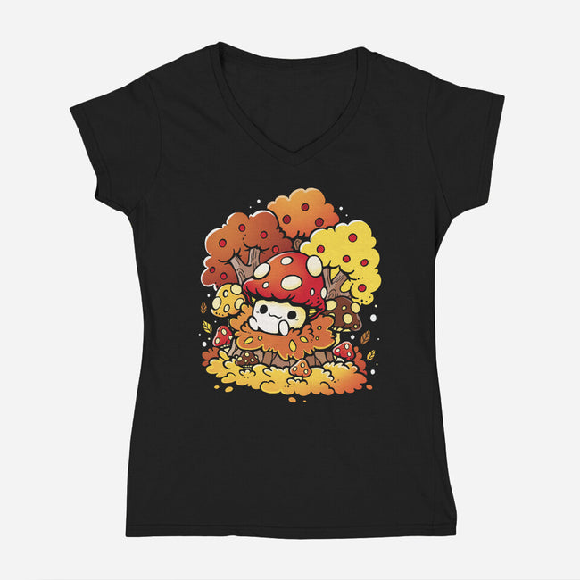 Mushrooms-Womens-V-Neck-Tee-Vallina84
