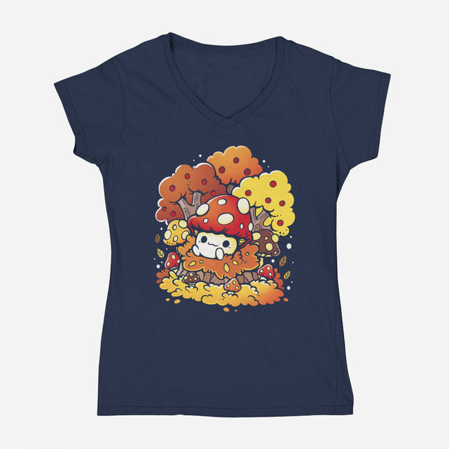 Mushrooms-Womens-V-Neck-Tee-Vallina84