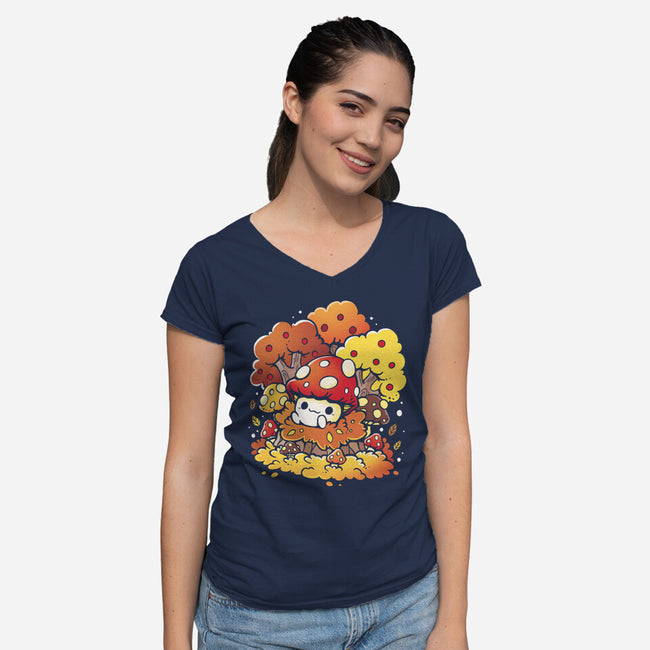 Mushrooms-Womens-V-Neck-Tee-Vallina84