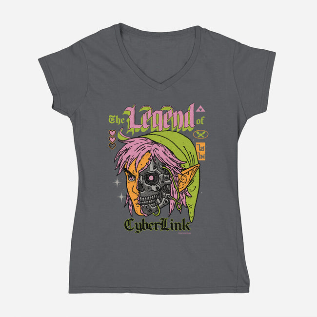 The Legend Of CyberLink-Womens-V-Neck-Tee-Hafaell