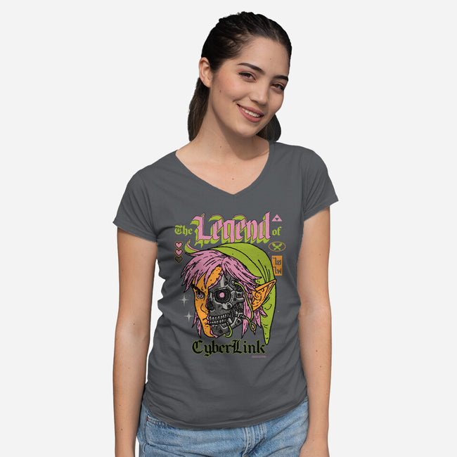 The Legend Of CyberLink-Womens-V-Neck-Tee-Hafaell