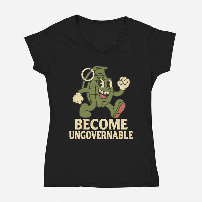 Become Ungovernable-Womens-V-Neck-Tee-RoboMega