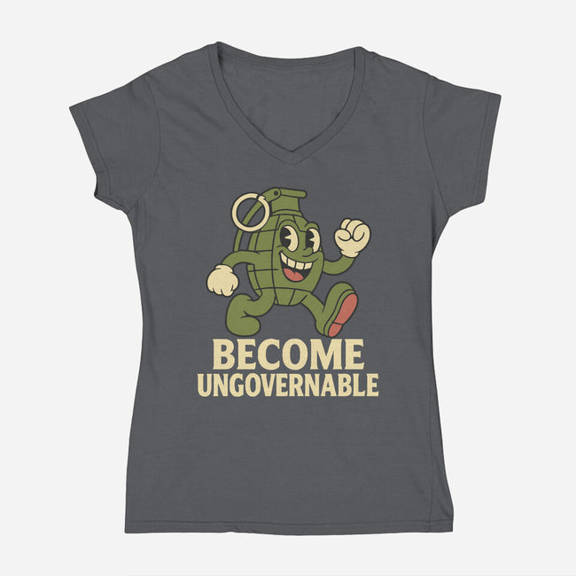 Become Ungovernable-Womens-V-Neck-Tee-RoboMega