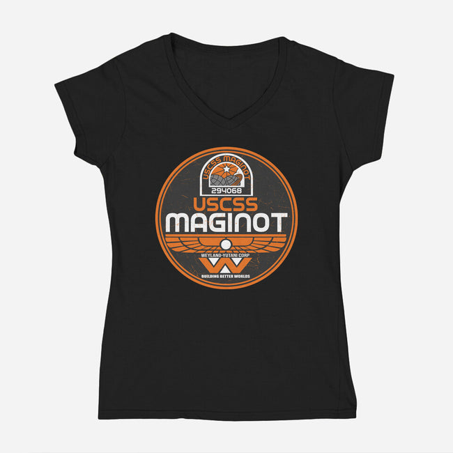 USCSS Maginot Logo-Womens-V-Neck-Tee-CarloJ1956
