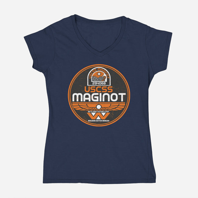 USCSS Maginot Logo-Womens-V-Neck-Tee-CarloJ1956