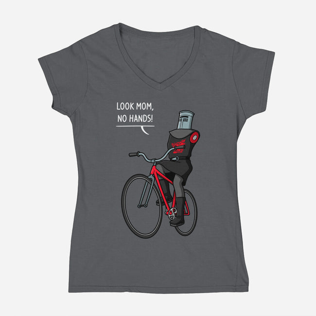 Look Mom No Hands-Womens-V-Neck-Tee-jasesa
