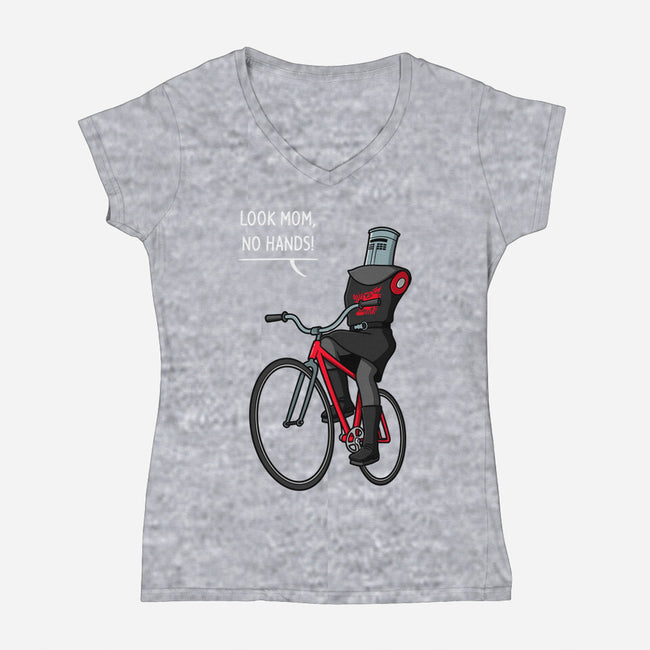 Look Mom No Hands-Womens-V-Neck-Tee-jasesa