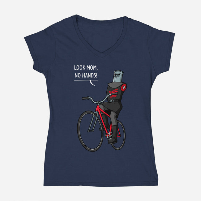 Look Mom No Hands-Womens-V-Neck-Tee-jasesa