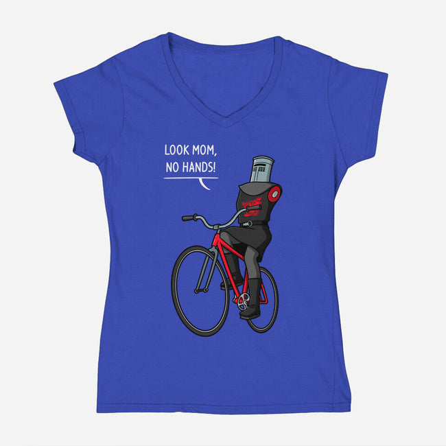 Look Mom No Hands-Womens-V-Neck-Tee-jasesa
