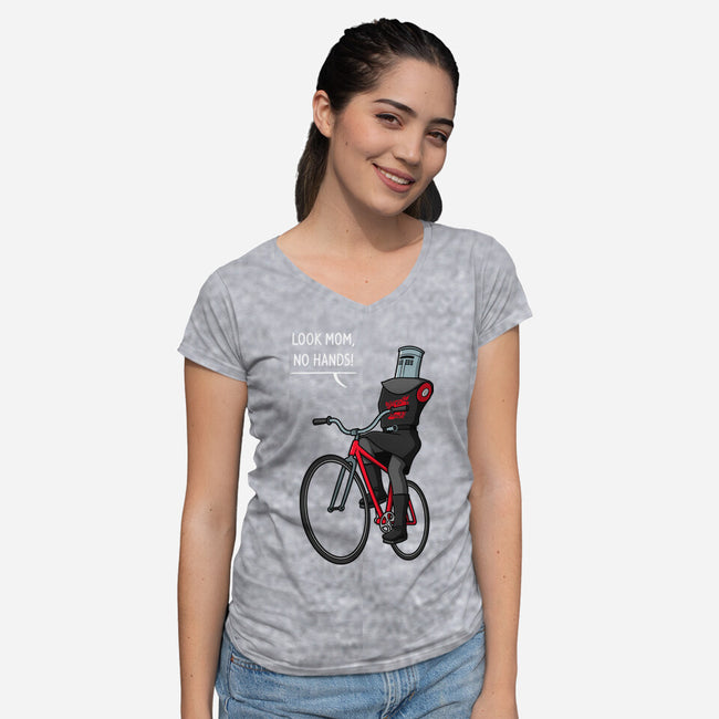Look Mom No Hands-Womens-V-Neck-Tee-jasesa