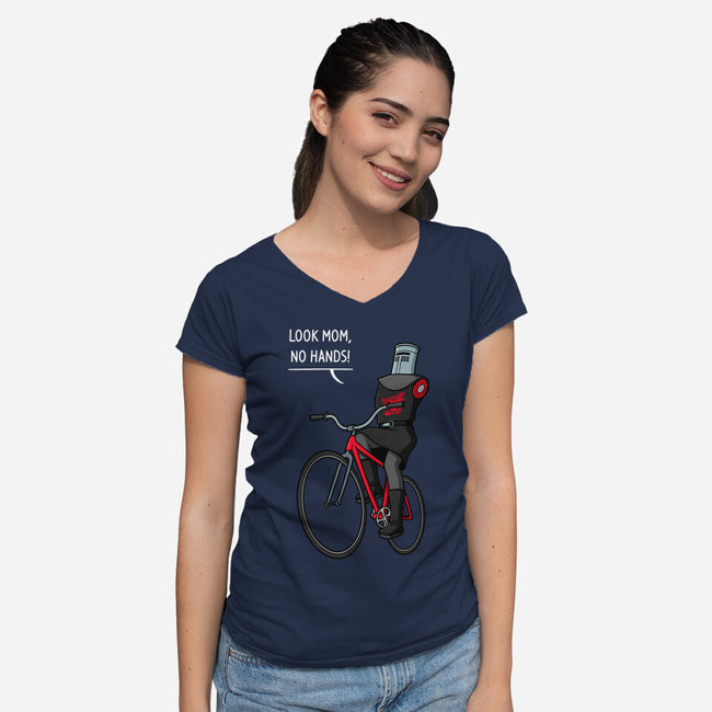 Look Mom No Hands-Womens-V-Neck-Tee-jasesa
