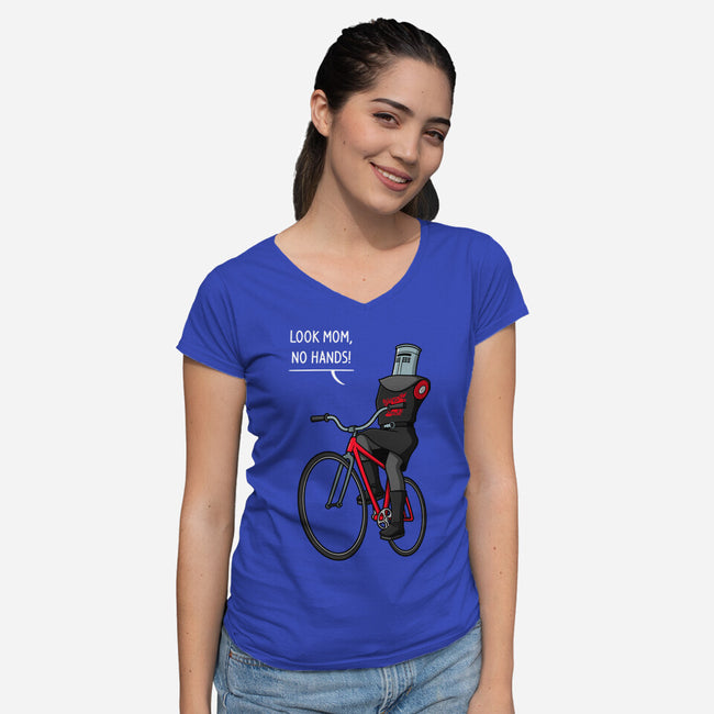 Look Mom No Hands-Womens-V-Neck-Tee-jasesa