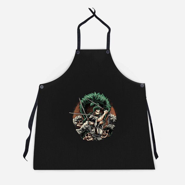 Three Sword Hunter-Unisex-Kitchen-Apron-glitchygorilla