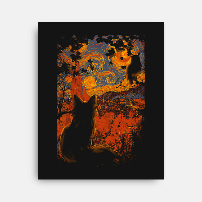 Autumn In Starry Night-None-Stretched-Canvas-fanfabio
