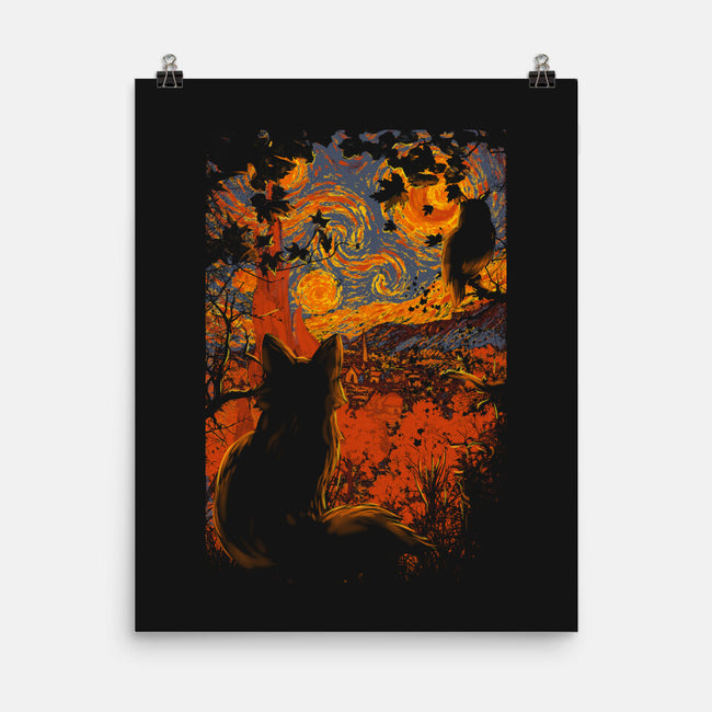 Autumn In Starry Night-None-Matte-Poster-fanfabio