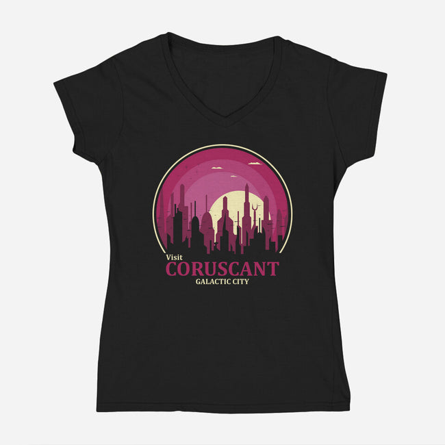 Visit Coruscant-Womens-V-Neck-Tee-turborat14