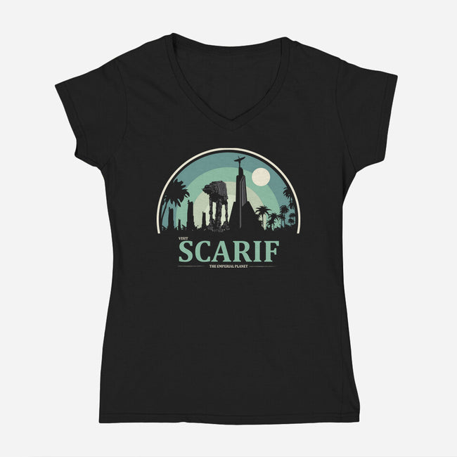 Visit Scarif-Womens-V-Neck-Tee-turborat14