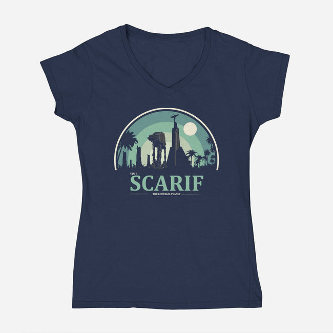 Visit Scarif-Womens-V-Neck-Tee-turborat14