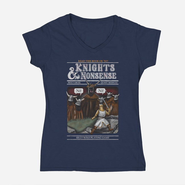 Knights And Nonsense-Womens-V-Neck-Tee-NMdesign
