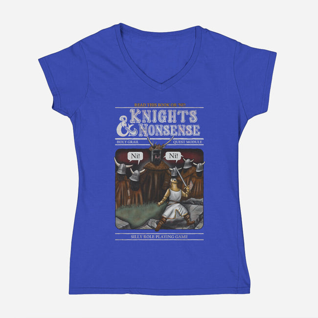 Knights And Nonsense-Womens-V-Neck-Tee-NMdesign