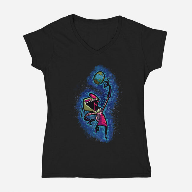 My Planet Earth-Womens-V-Neck-Tee-nickzzarto