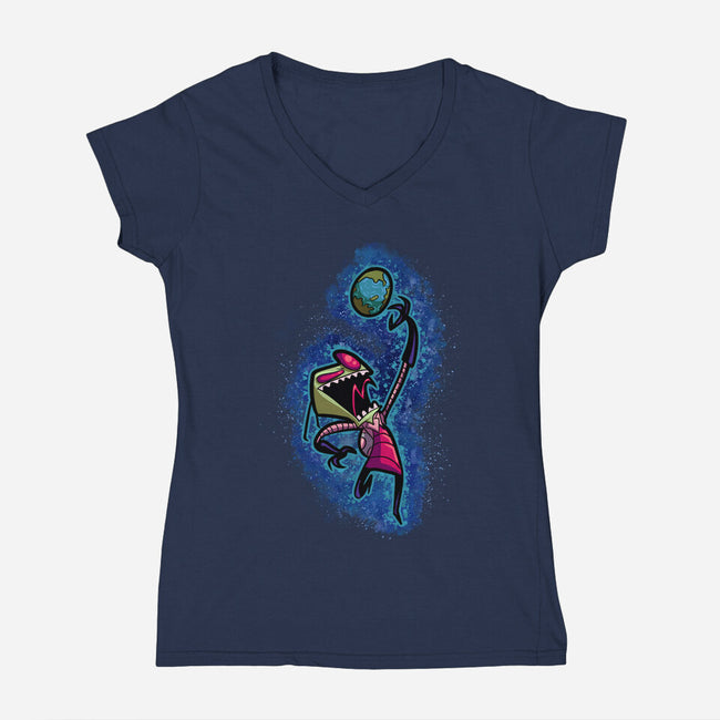 My Planet Earth-Womens-V-Neck-Tee-nickzzarto