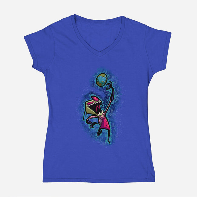 My Planet Earth-Womens-V-Neck-Tee-nickzzarto