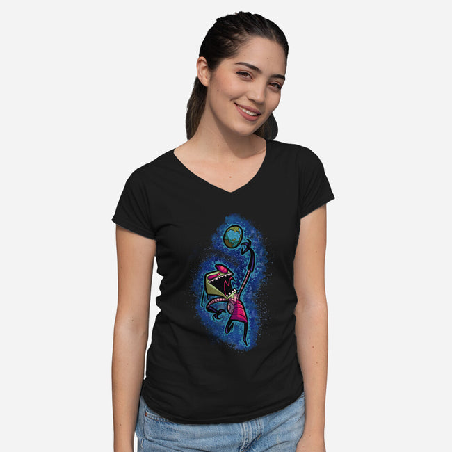 My Planet Earth-Womens-V-Neck-Tee-nickzzarto