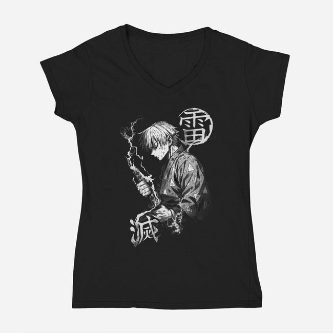 Thunder Breathing Kata-Womens-V-Neck-Tee-fanfabio
