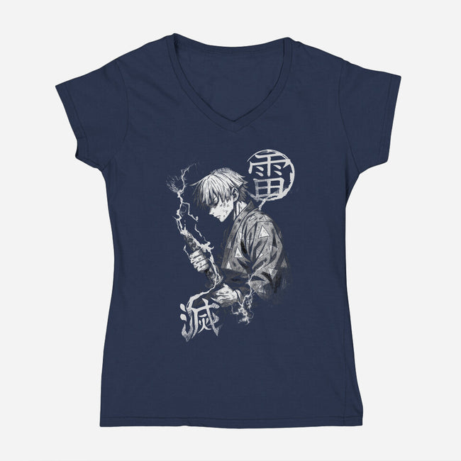 Thunder Breathing Kata-Womens-V-Neck-Tee-fanfabio