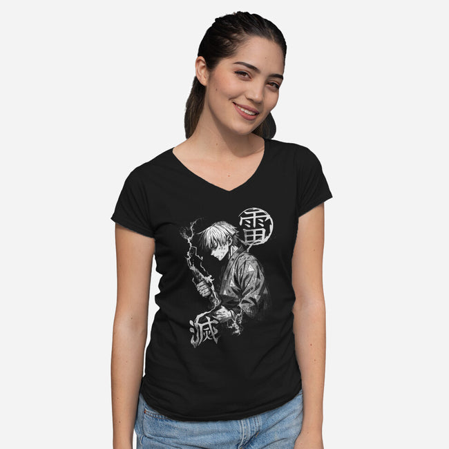 Thunder Breathing Kata-Womens-V-Neck-Tee-fanfabio