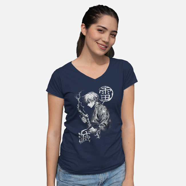 Thunder Breathing Kata-Womens-V-Neck-Tee-fanfabio