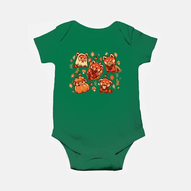 Red Panda Autumn Time-Baby-Basic-Onesie-TechraNova
