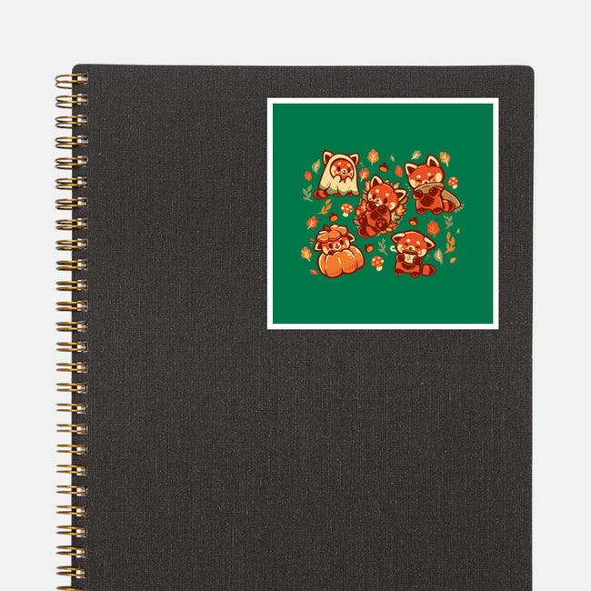 Red Panda Autumn Time-None-Glossy-Sticker-TechraNova