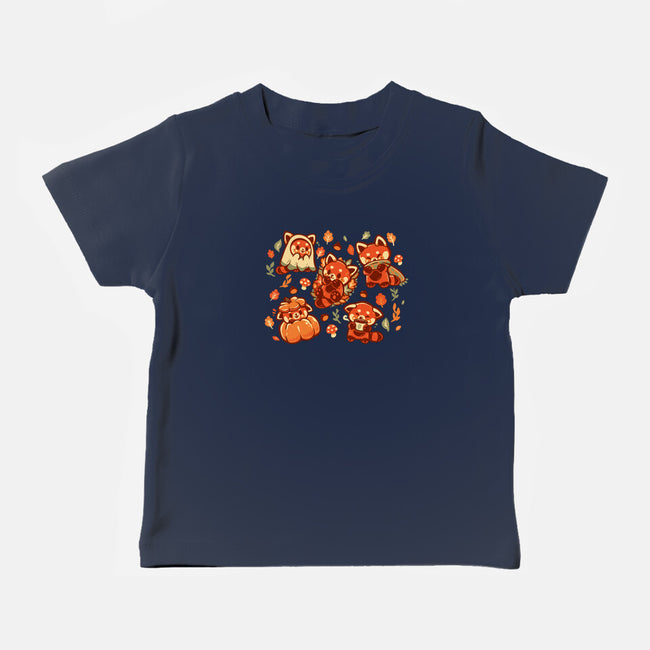 Red Panda Autumn Time-Baby-Basic-Tee-TechraNova