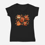 Red Panda Autumn Time-Womens-V-Neck-Tee-TechraNova