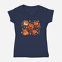 Red Panda Autumn Time-Womens-V-Neck-Tee-TechraNova