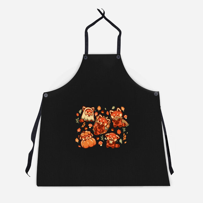 Red Panda Autumn Time-Unisex-Kitchen-Apron-TechraNova