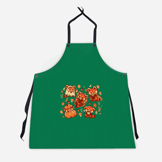 Red Panda Autumn Time-Unisex-Kitchen-Apron-TechraNova