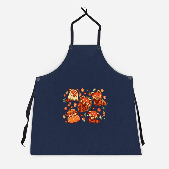 Red Panda Autumn Time-Unisex-Kitchen-Apron-TechraNova