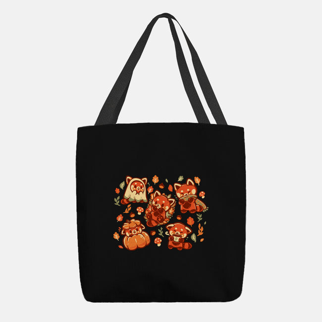 Red Panda Autumn Time-None-Basic Tote-Bag-TechraNova