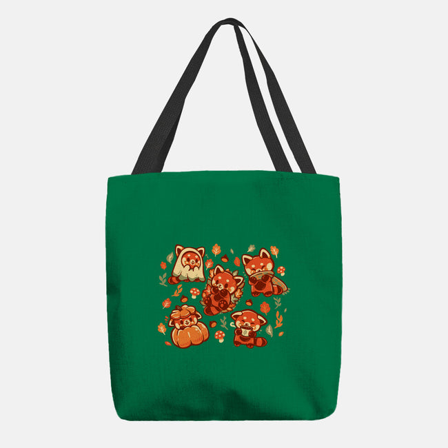 Red Panda Autumn Time-None-Basic Tote-Bag-TechraNova