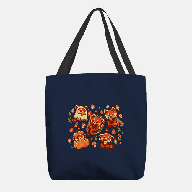 Red Panda Autumn Time-None-Basic Tote-Bag-TechraNova