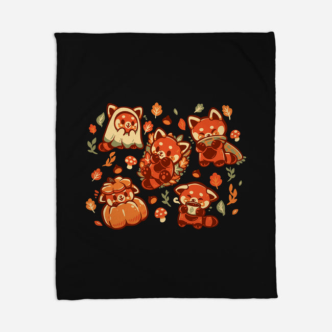 Red Panda Autumn Time-None-Fleece-Blanket-TechraNova