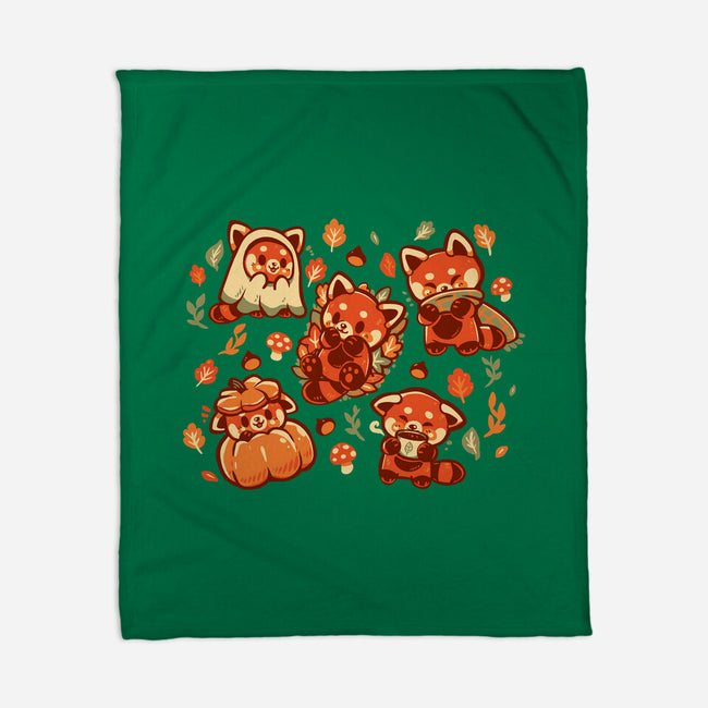 Red Panda Autumn Time-None-Fleece-Blanket-TechraNova