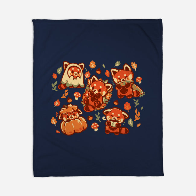 Red Panda Autumn Time-None-Fleece-Blanket-TechraNova
