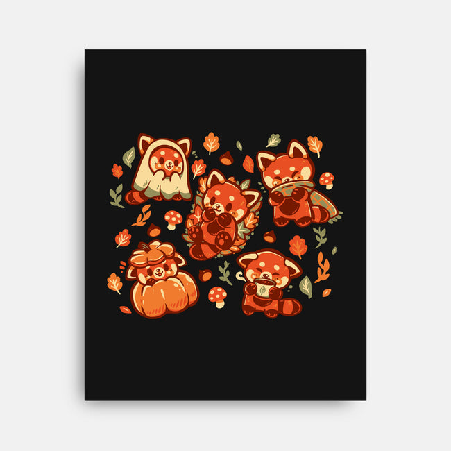 Red Panda Autumn Time-None-Stretched-Canvas-TechraNova
