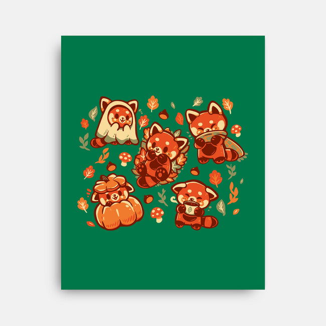 Red Panda Autumn Time-None-Stretched-Canvas-TechraNova