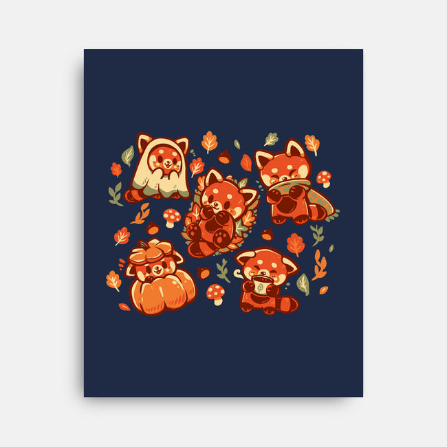 Red Panda Autumn Time-None-Stretched-Canvas-TechraNova